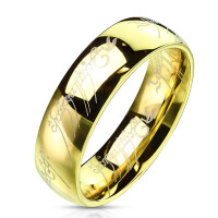 Ring mit elbischem Schriftzug gold aus Edelstahl Unisex 52 (16.6)