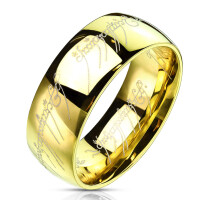 Ring mit elbischem Schriftzug gold aus Edelstahl Unisex 52 (16.6)