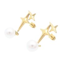 Ohrstecker Sterne mit Perlen-Anh&auml;nger gold aus...