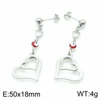 Ohrstecker Evil Eye und Herzem silber aus Edelstahl Damen