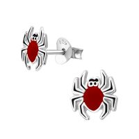 Ohrstecker rote Spinne aus 925 Silber Kinder