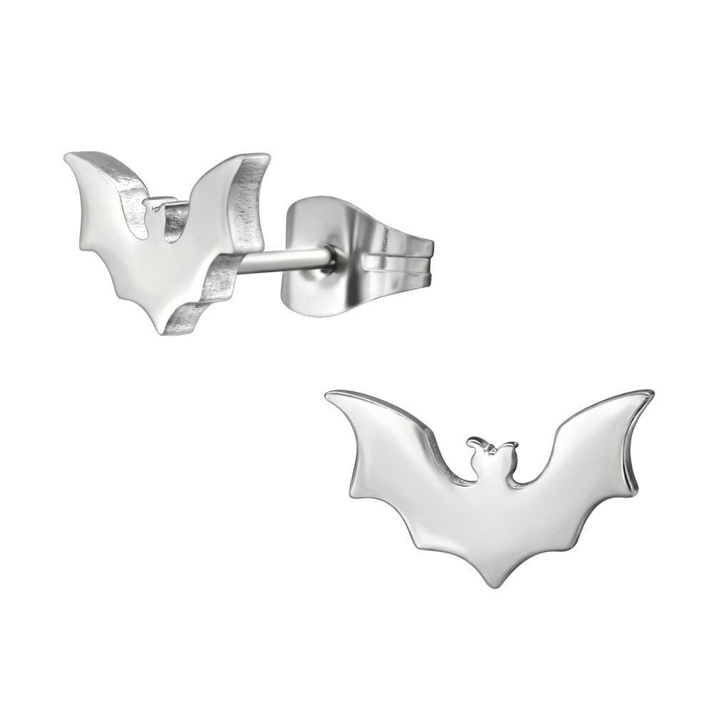 Ohrstecker Fledermaus silber aus Edelstahl Unisex