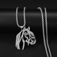 Kette mit Pferde-Anh&auml;nger 59cm Silber Edelstahl Unisex