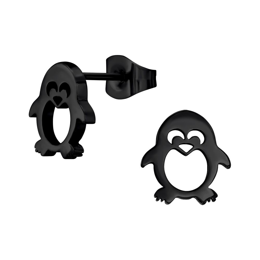 Ohrstecker Schwarzer Pinguin aus Edelstahl Kinder