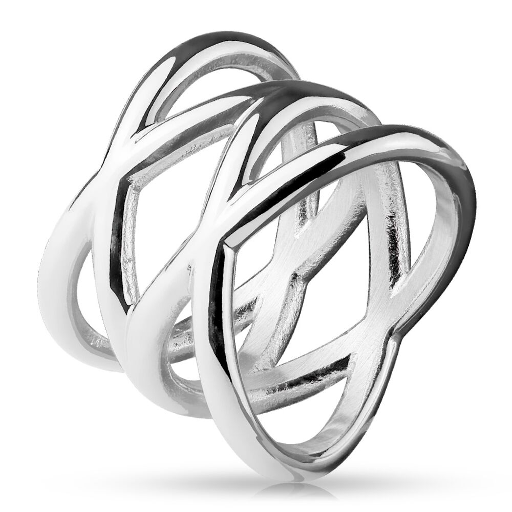 Ring Doppel X silber aus Edelstahl Damen