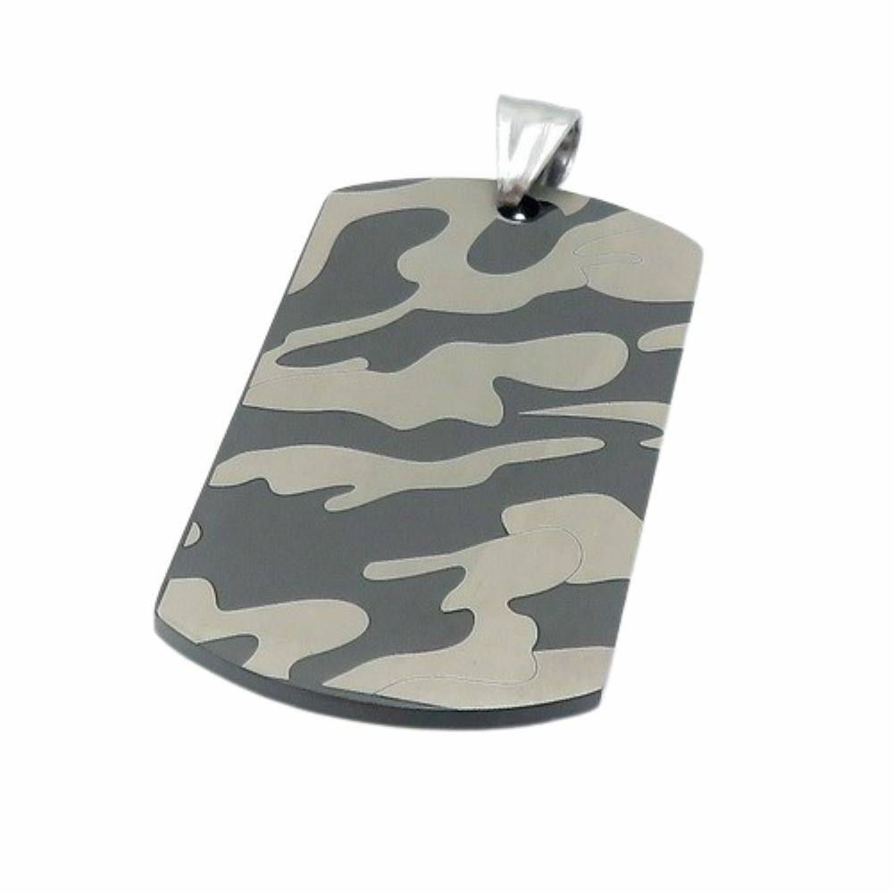 Anhänger Dog Tag Camouflage Muster Schwarz/Stahl aus Edelstahl Unisex