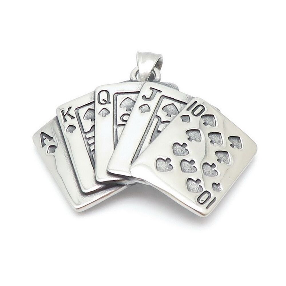 Anhänger Poker Royal Flush Silber aus Edelstahl Unisex