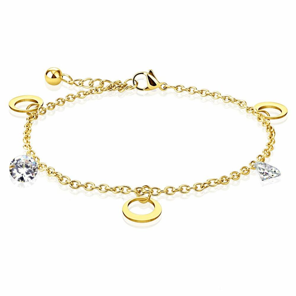 Bettelarmband Mond & Kristall Gold aus Edelstahl Damen