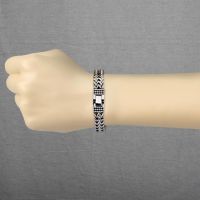 Armband mit Platte & Kristallen Silber aus Edelstahl Unisex