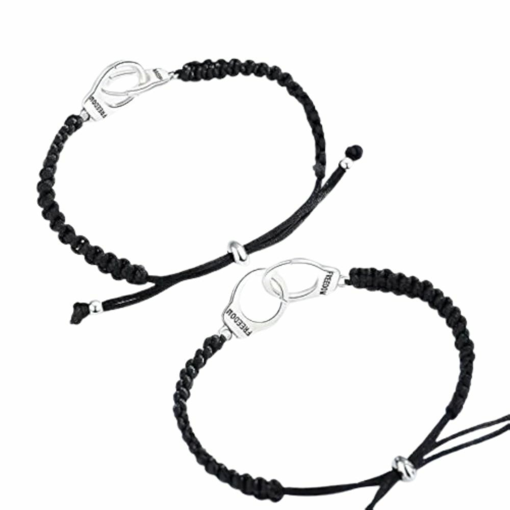 Armband 2teilig Handschellen Freundschaft aus Nylon/Edelstahl Unisex