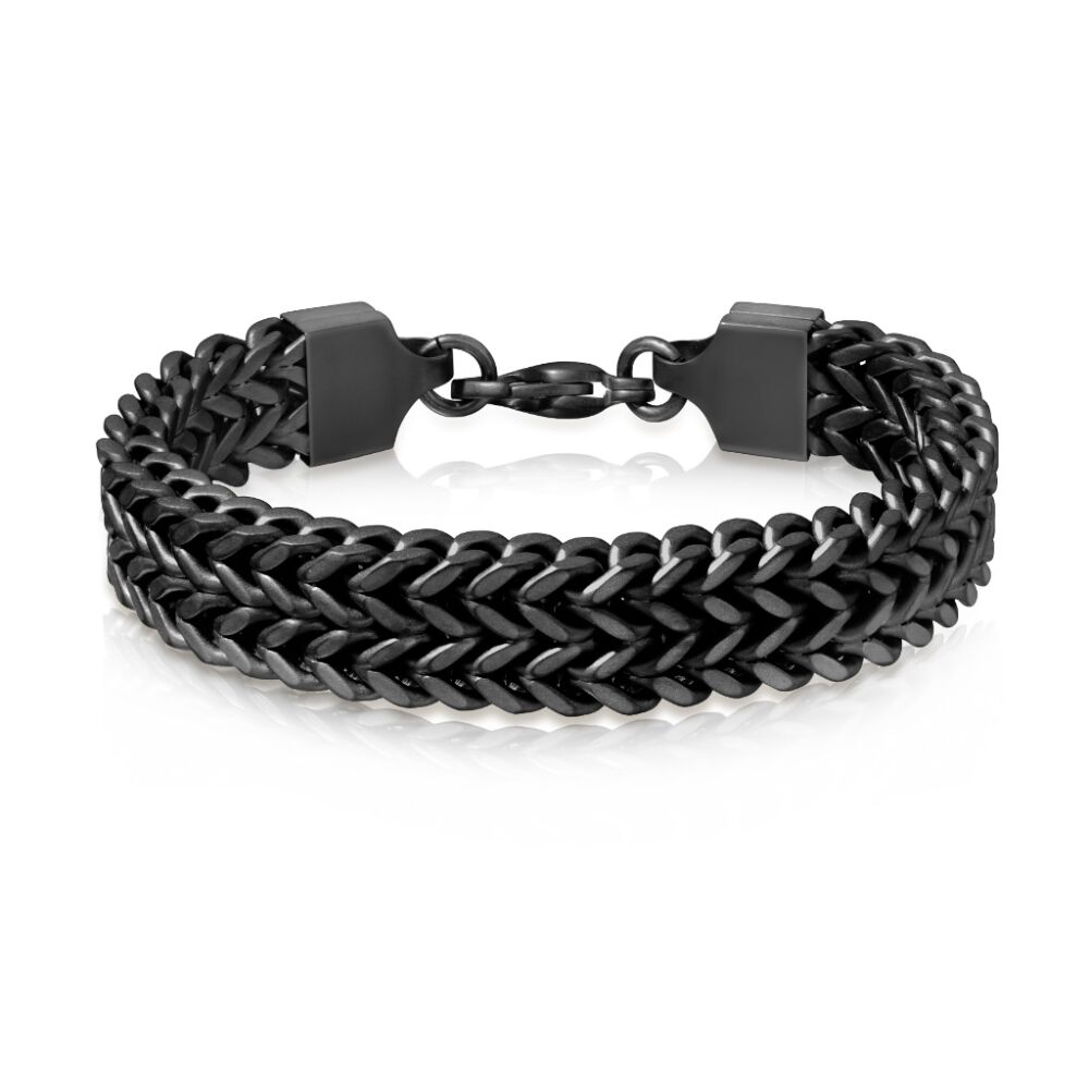 Armband Weizenkette mattschwarz aus Edelstahl Unisex