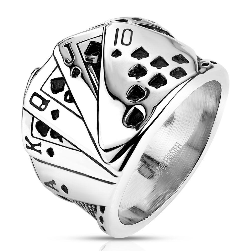 Ring Royal Straight Flush breit Silber aus Edelstahl Herren