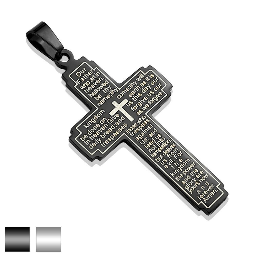 Anhänger Kreuz Lords Prayer/Vaterunser aus Edelstahl Unisex