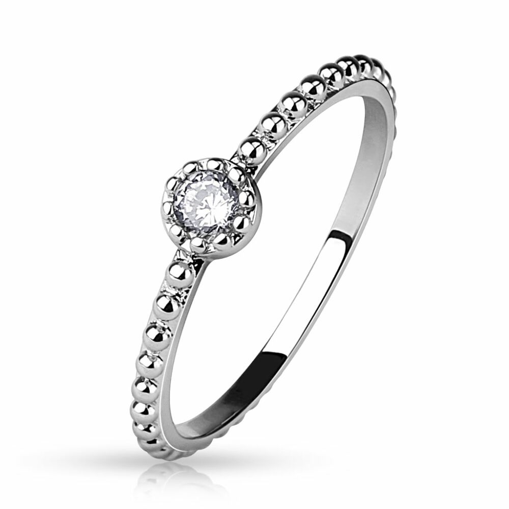 Ring Kristall schmal Silber aus Messing Damen