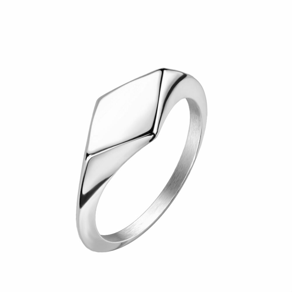 Ring klassischer Siegelring Raute silber aus Edelstahl Unisex