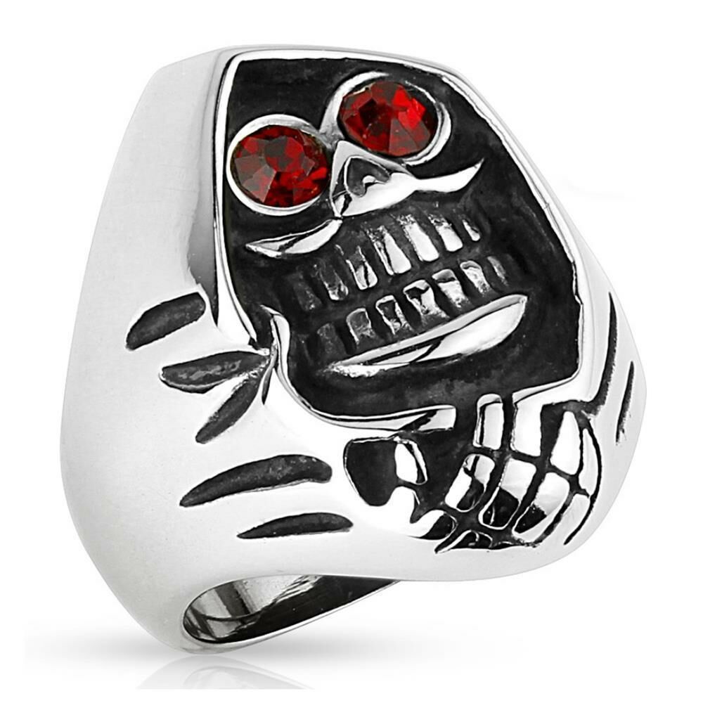 62 (19.7) Sensenmann Totenkopf Fingerring aus Edelstahl für Männer 60 62 64 67 70 72(Ring Herren aus Edelstahlring Herrenring Männerring Biker Harley Easy Rider SOA Sons of AnarchyGrim Reaper Skull)