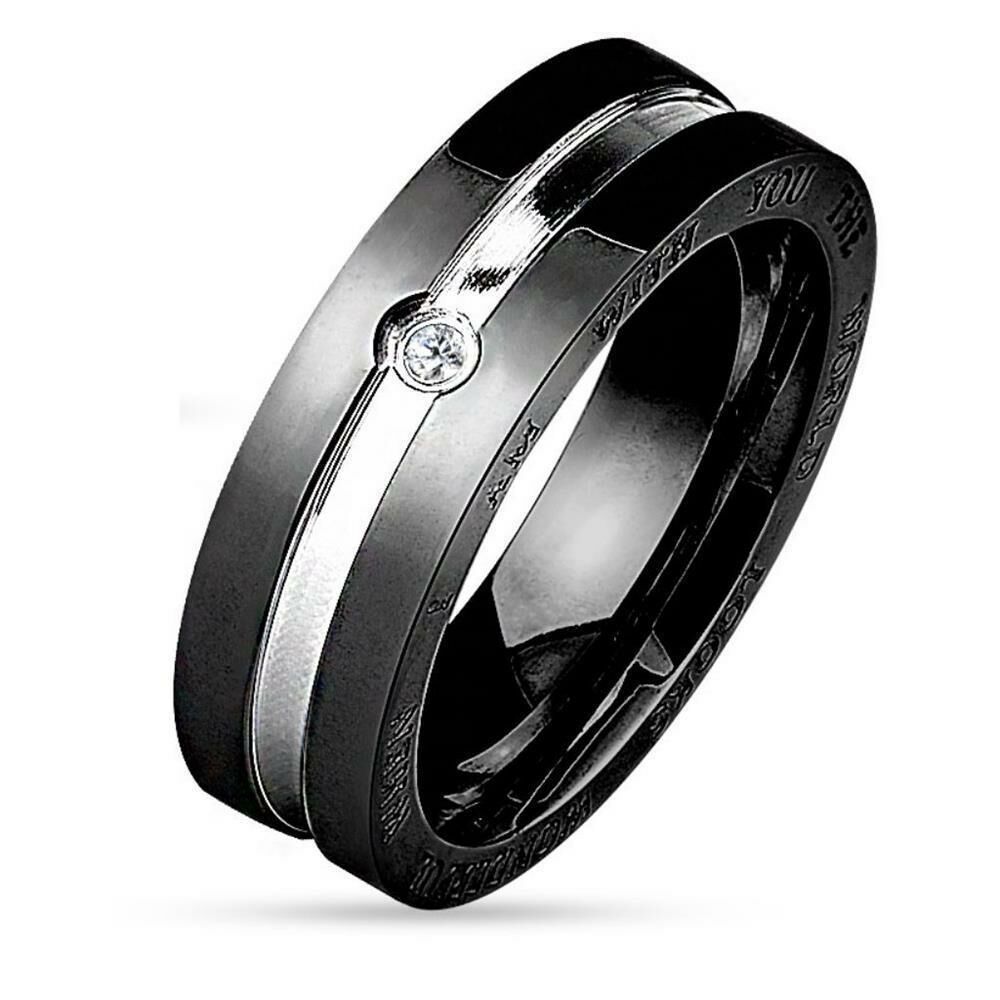 67 (21.3) Couple Ringe Paarringe zweifarbig für Damen & Herren silber-schwarz & silber-rosegold aus Edelstahl 49 bis 67 graviert Gravur(Ring Fingerring Partnerringe Verlobungsringe Trauringe Damenring )